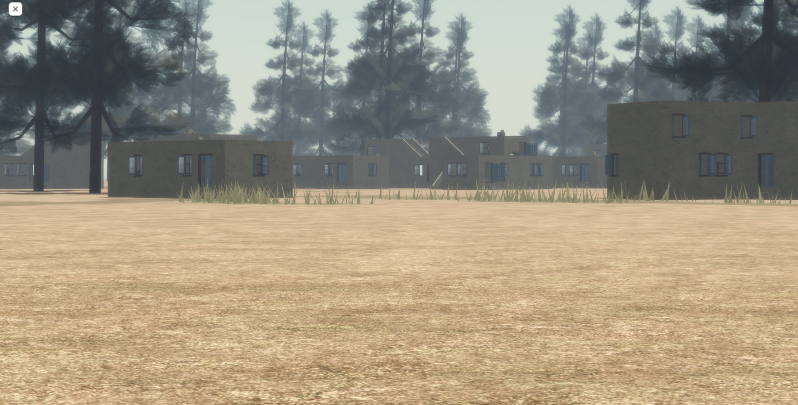 Roblox desert village environment with pine forest