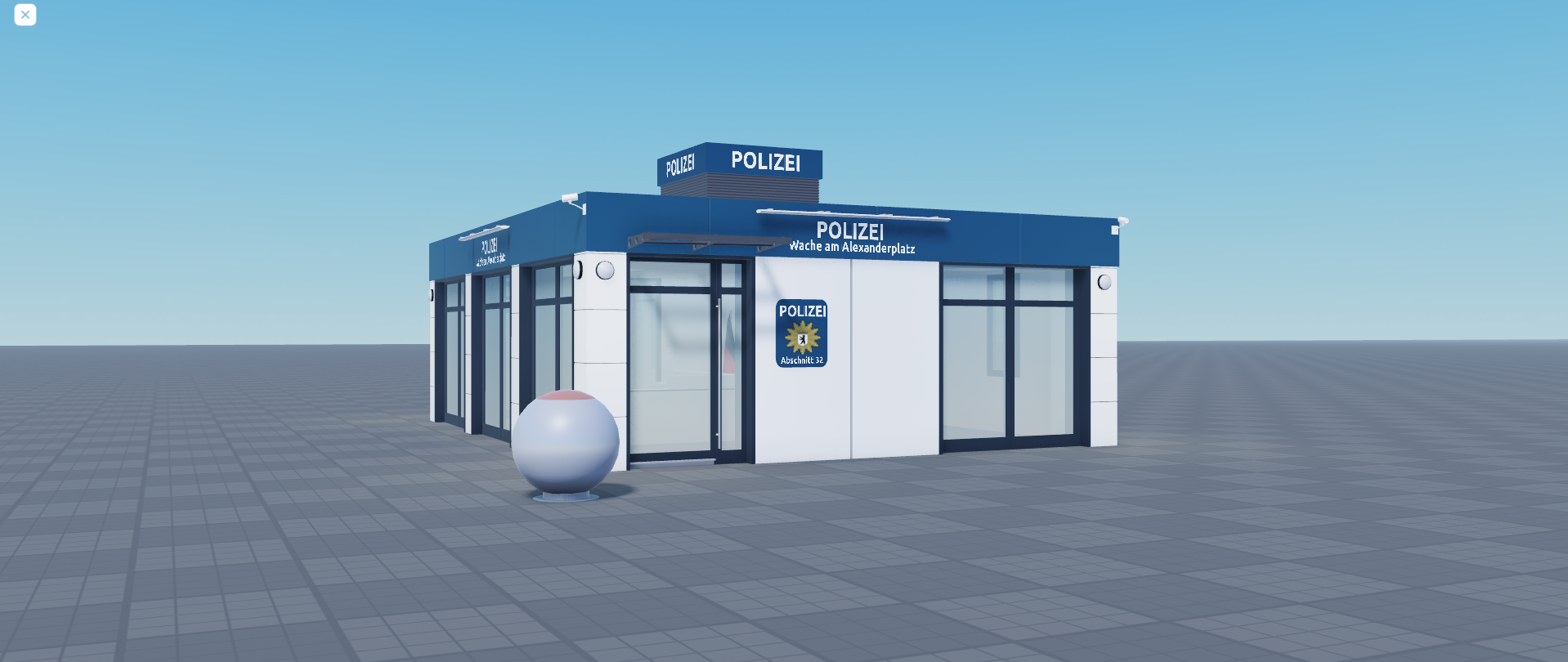 Roblox police station build with custom signage